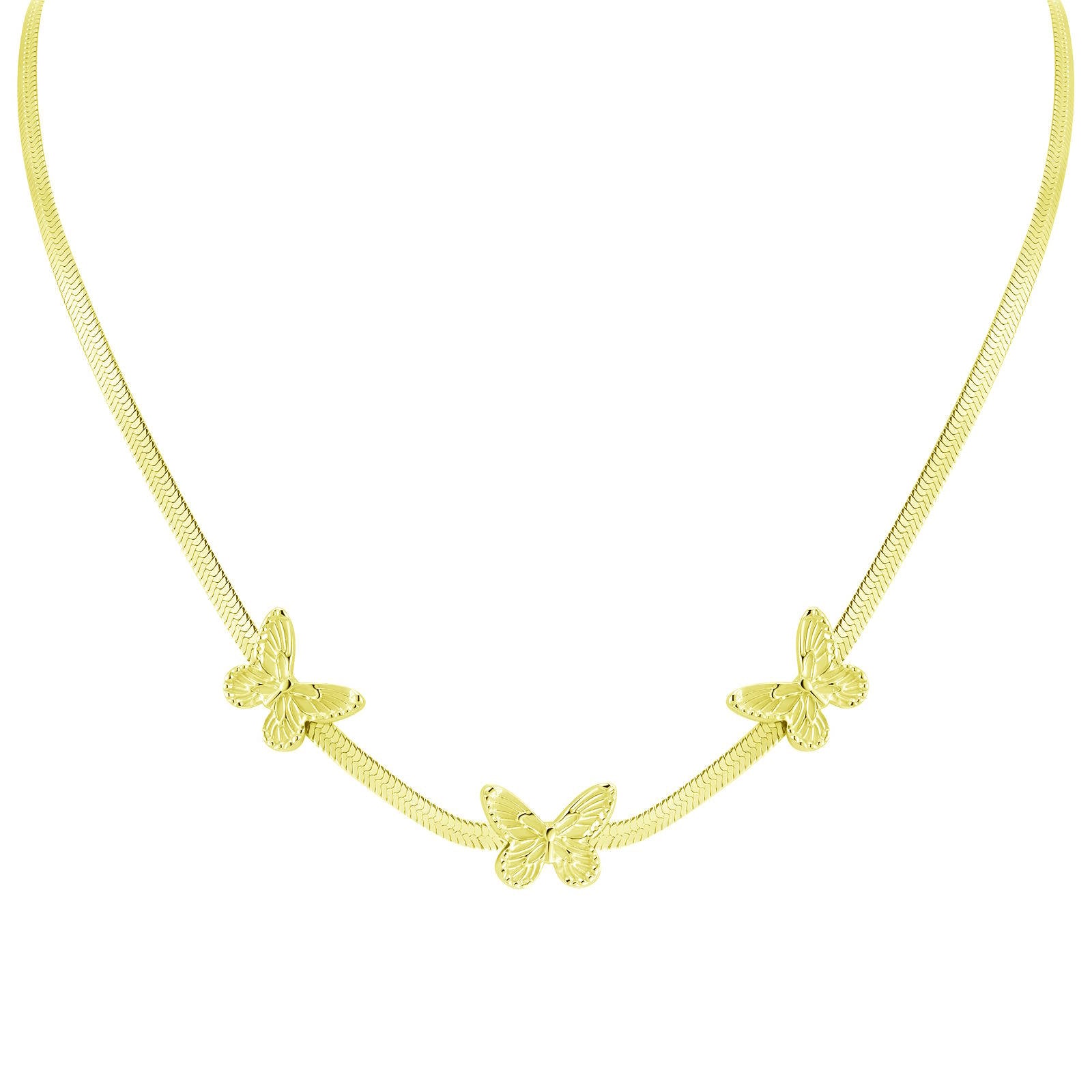 18K gold plated Stainless steel  Butterflies necklace, Intensity - The Best Accessory