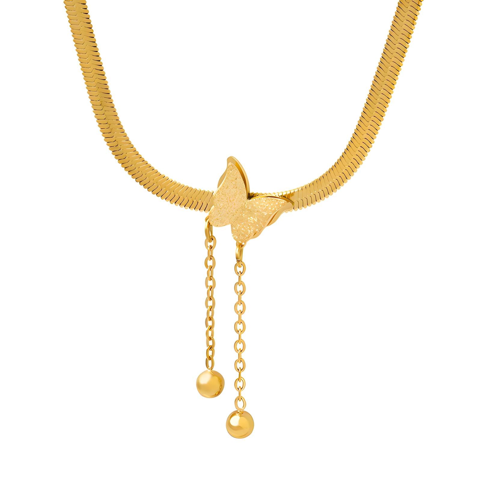 18K gold plated Stainless steel  Butterfly necklace, Intensity - The Best Accessory