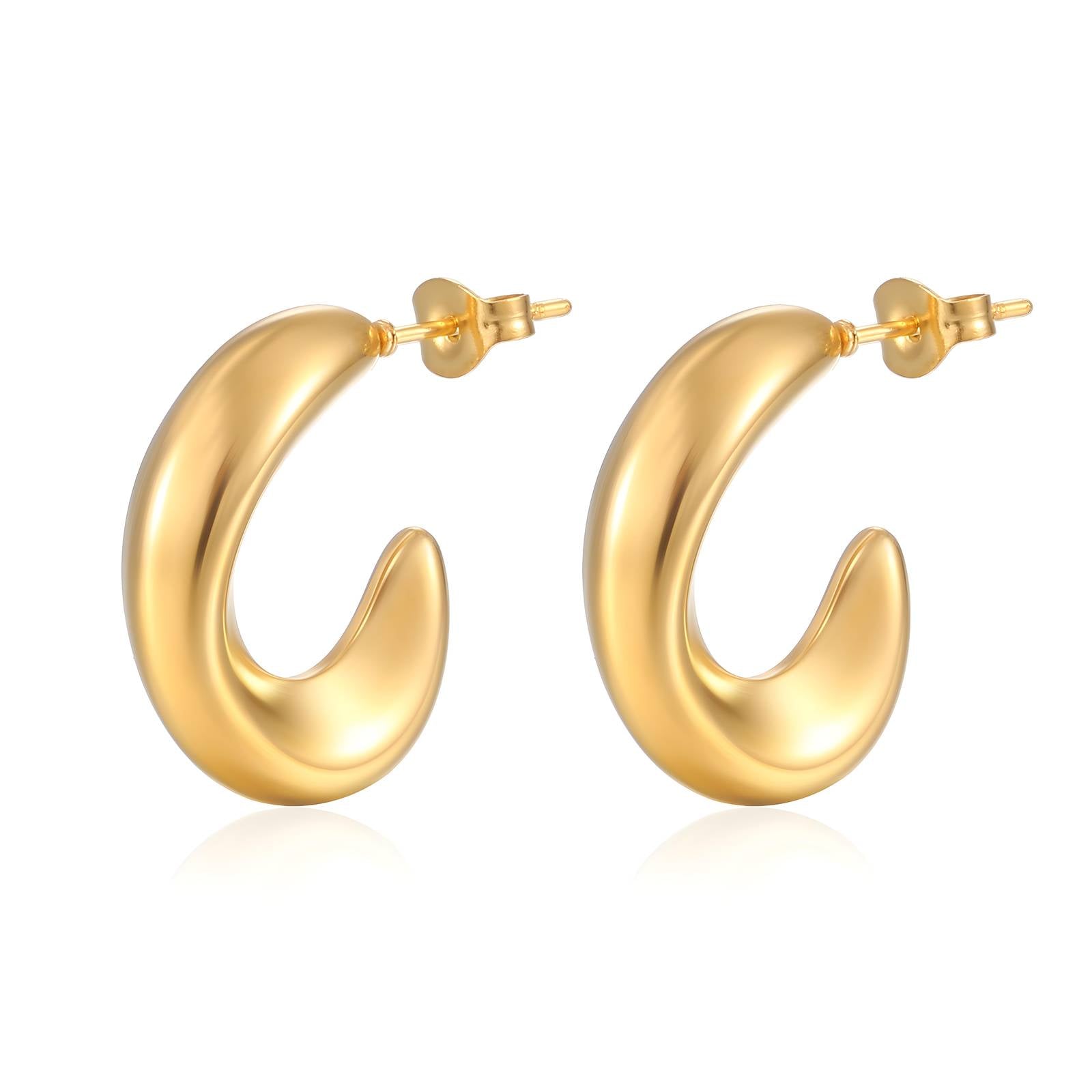 18K Gold Plated Stainless Steel Hoop Earrings, Intensity - The Best Accessory