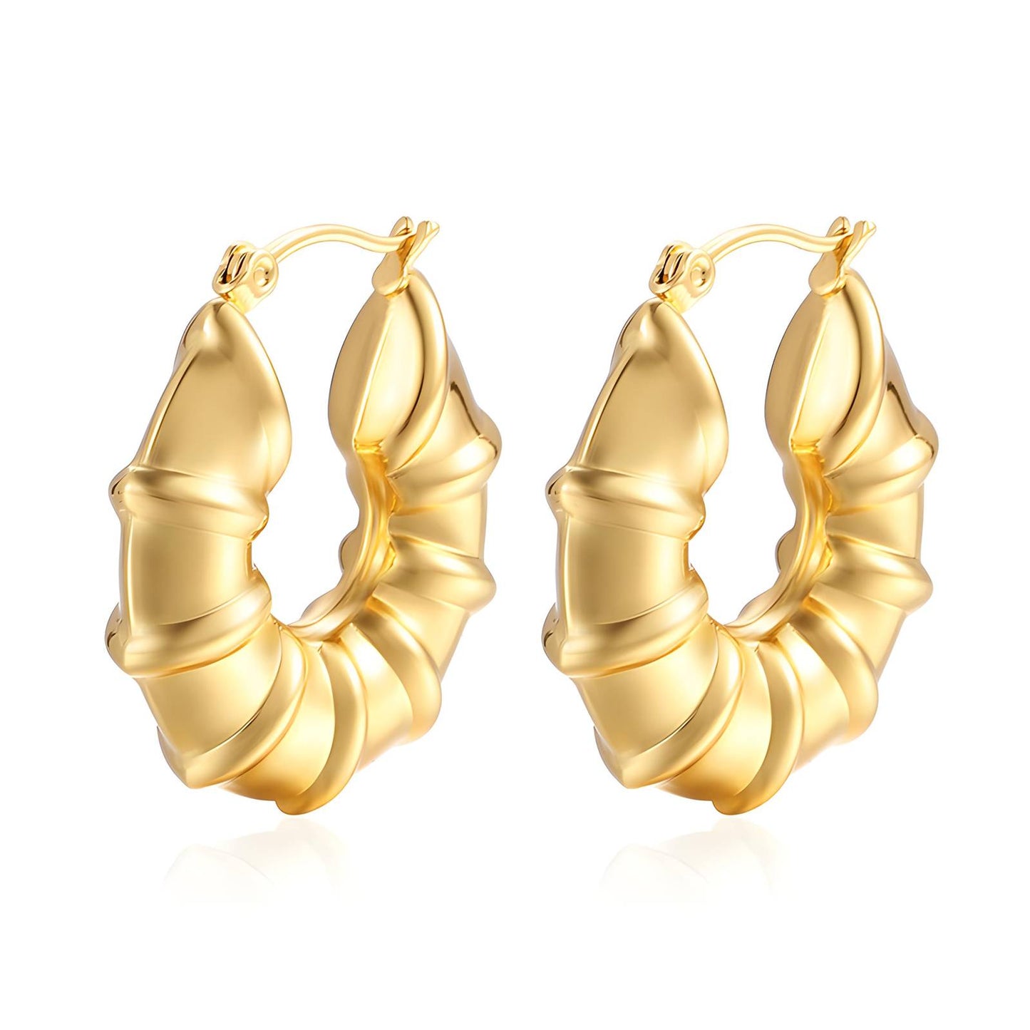 18K Gold Plated Stainless Steel Hoop Earrings, Intensity