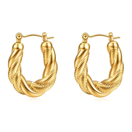 18K Gold Plated Stainless Steel Puffed Hoop Earrings, Intensity - The Best Accessory