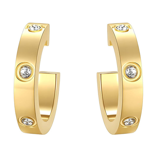 18K Gold Plated Stainless Steel Hoop Earrings, Intensity - The Best Accessory