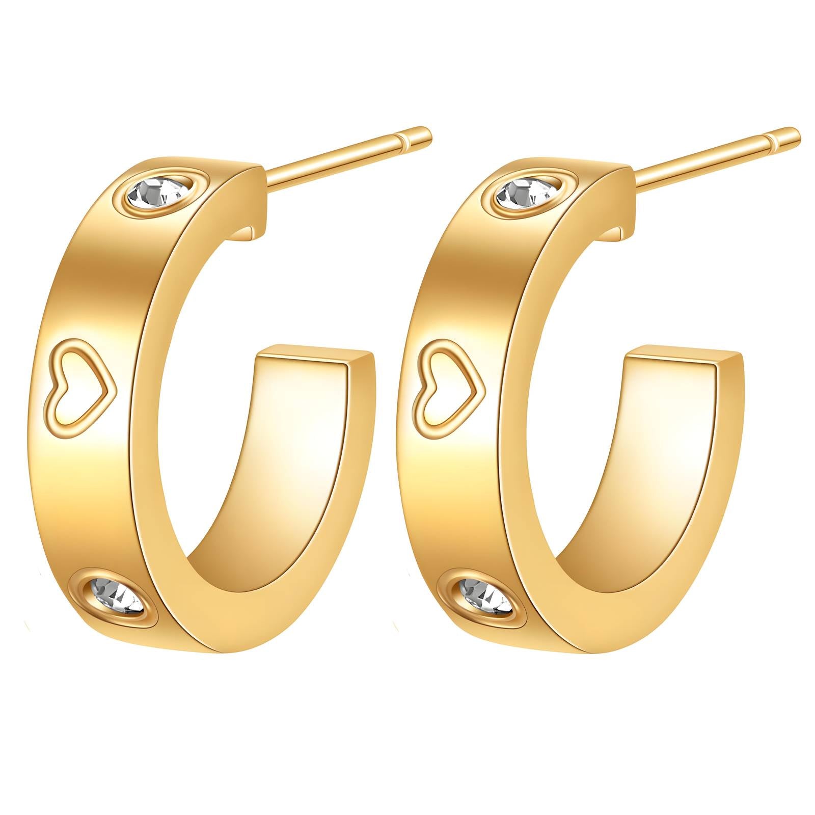 18K gold plated Stainless steel  Hearts earrings, Intensity - The Best Accessory