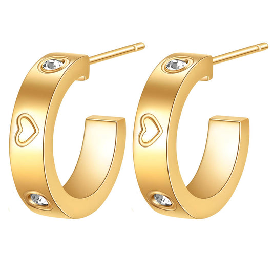 18K gold plated Stainless steel  Hearts earrings, Intensity - The Best Accessory