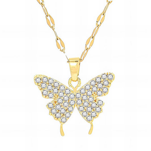 18K gold plated Stainless steel  Butterfly necklace, Intensity - The Best Accessory