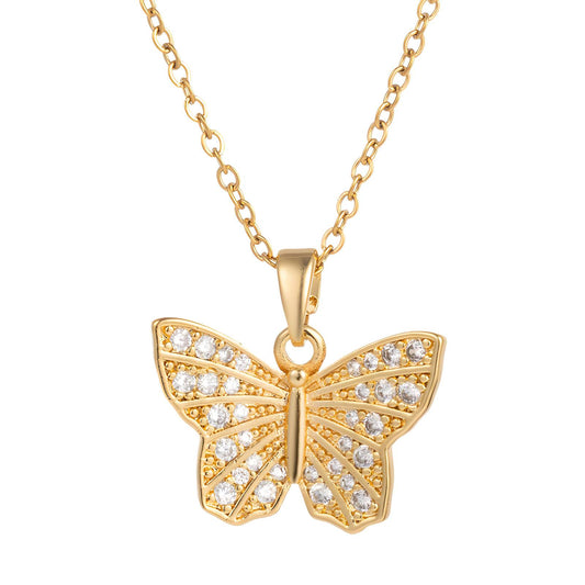18K gold plated Stainless steel  Butterfly necklace, Intensity - The Best Accessory