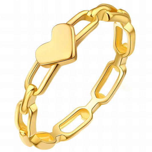 18K gold plated Stainless steel  Heart finger ring, Intensity - The Best Accessory