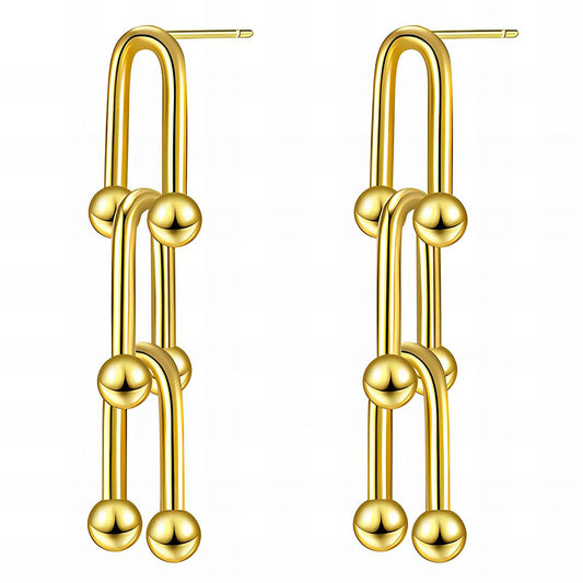 18K Gold Plated Stainless Steel Link Drop Earrings, Intensity - The Best Accessory