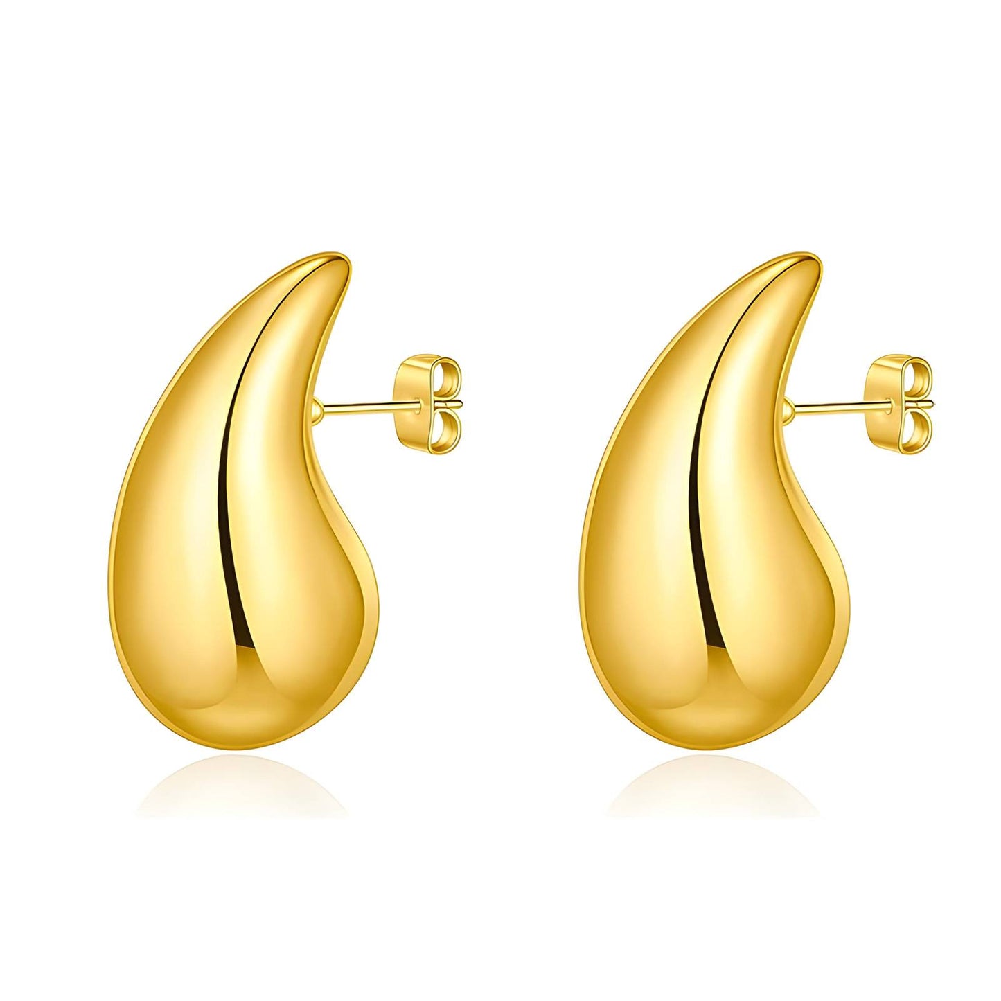 18K Gold Plated Stainless Steel Tear Drop Earrings, Intensity