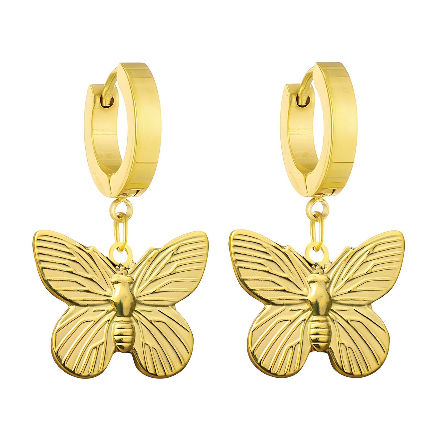 18K gold plated Stainless steel  Butterflies earrings, Intensity - The Best Accessory