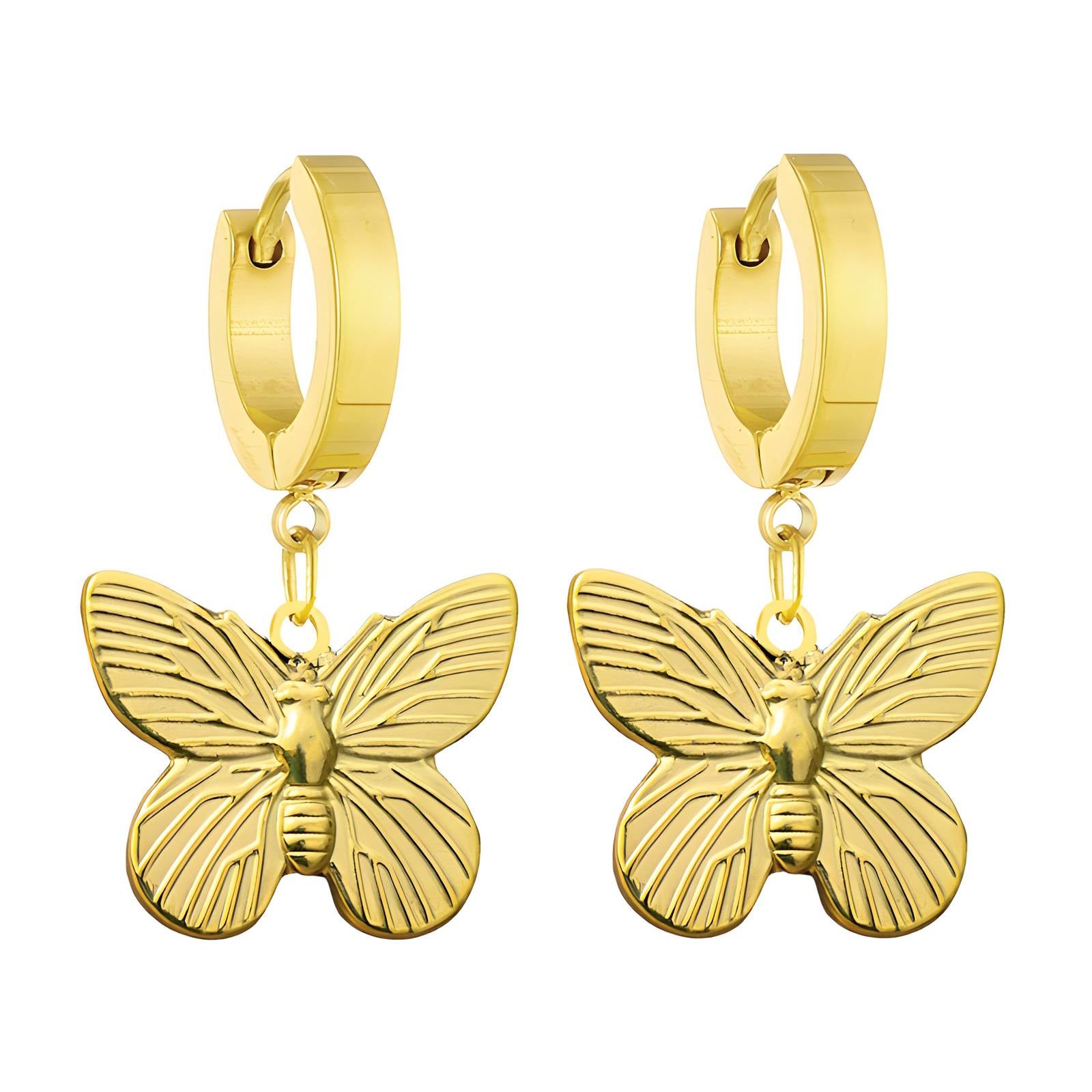 18K gold plated Stainless steel  Butterflies earrings, Intensity - The Best Accessory