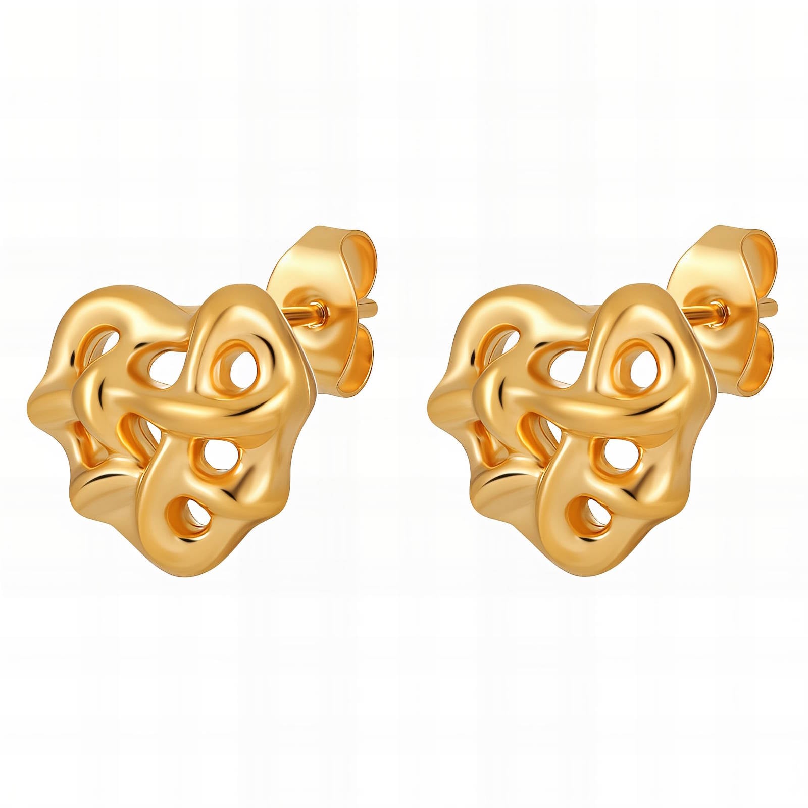 18K gold plated Stainless steel  Hearts earrings, Intensity - The Best Accessory