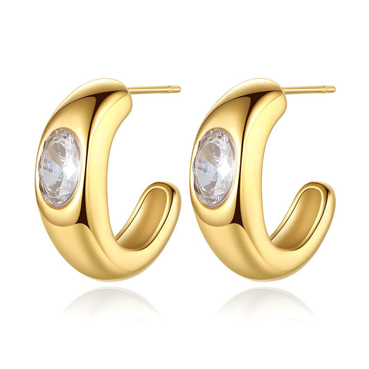 18K Gold Plated Stainless Steel Hoop Earrings, Intensity - The Best Accessory