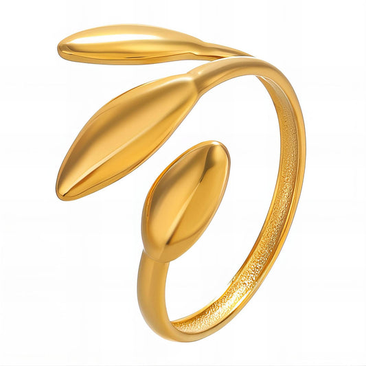 18K gold plated Stainless steel  Leafs finger ring, Intensity - The Best Accessory