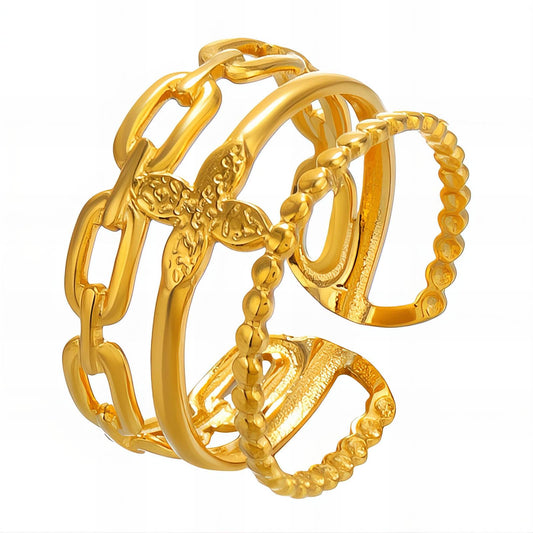 18K gold plated Stainless steel  Flower finger ring, Intensity - The Best Accessory