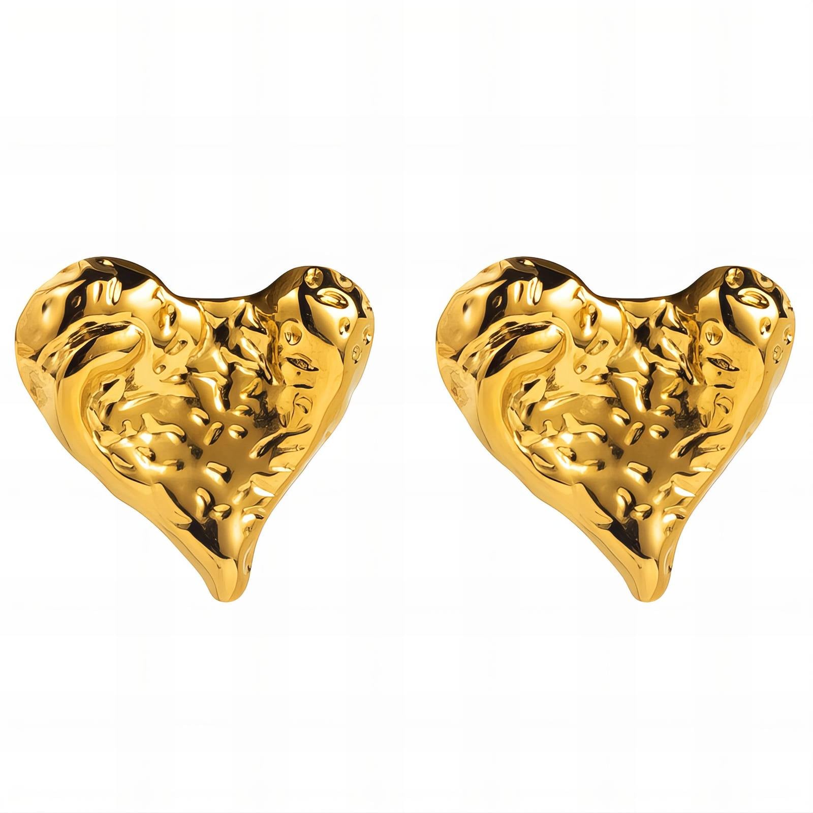 18K gold plated Stainless steel  Hearts earrings, Intensity - The Best Accessory