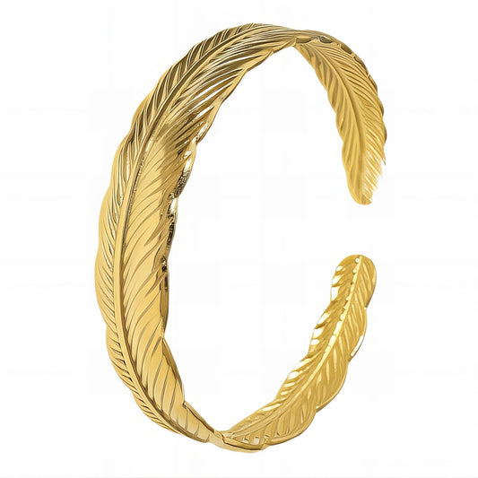 18K gold plated Stainless steel  Feather bracelet, Intensity - The Best Accessory
