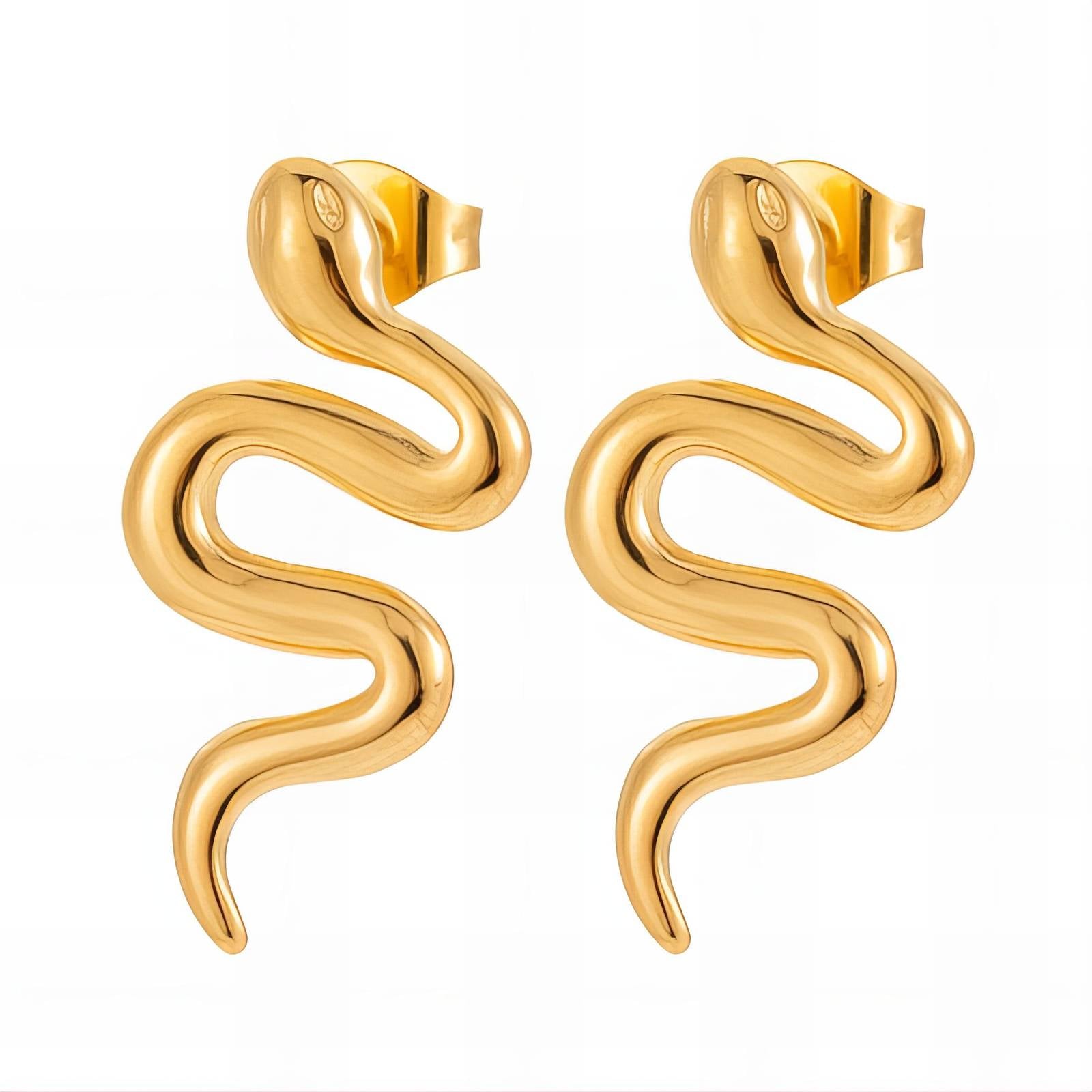 18K gold plated Stainless steel  Snakes earrings, Intensity - The Best Accessory