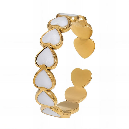 18K gold plated Stainless steel  Hearts finger ring, Intensity - The Best Accessory