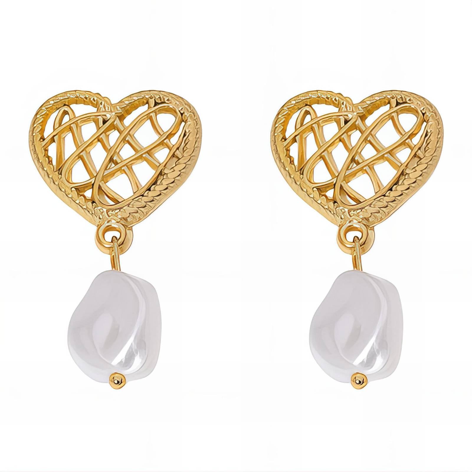 18K gold plated Stainless steel  Hearts earrings, Intensity - The Best Accessory