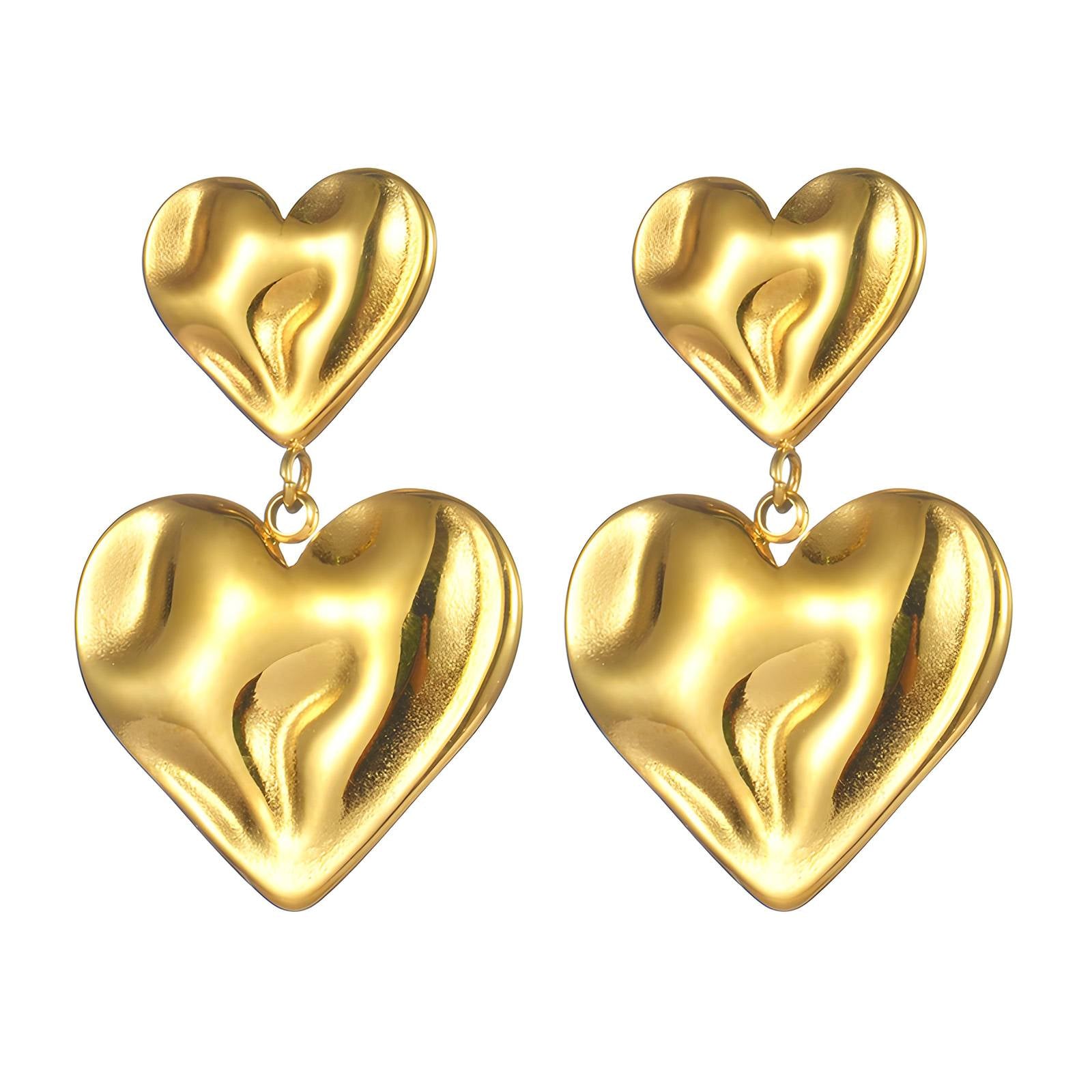 18K gold plated Stainless steel  Hearts earrings, Intensity - The Best Accessory