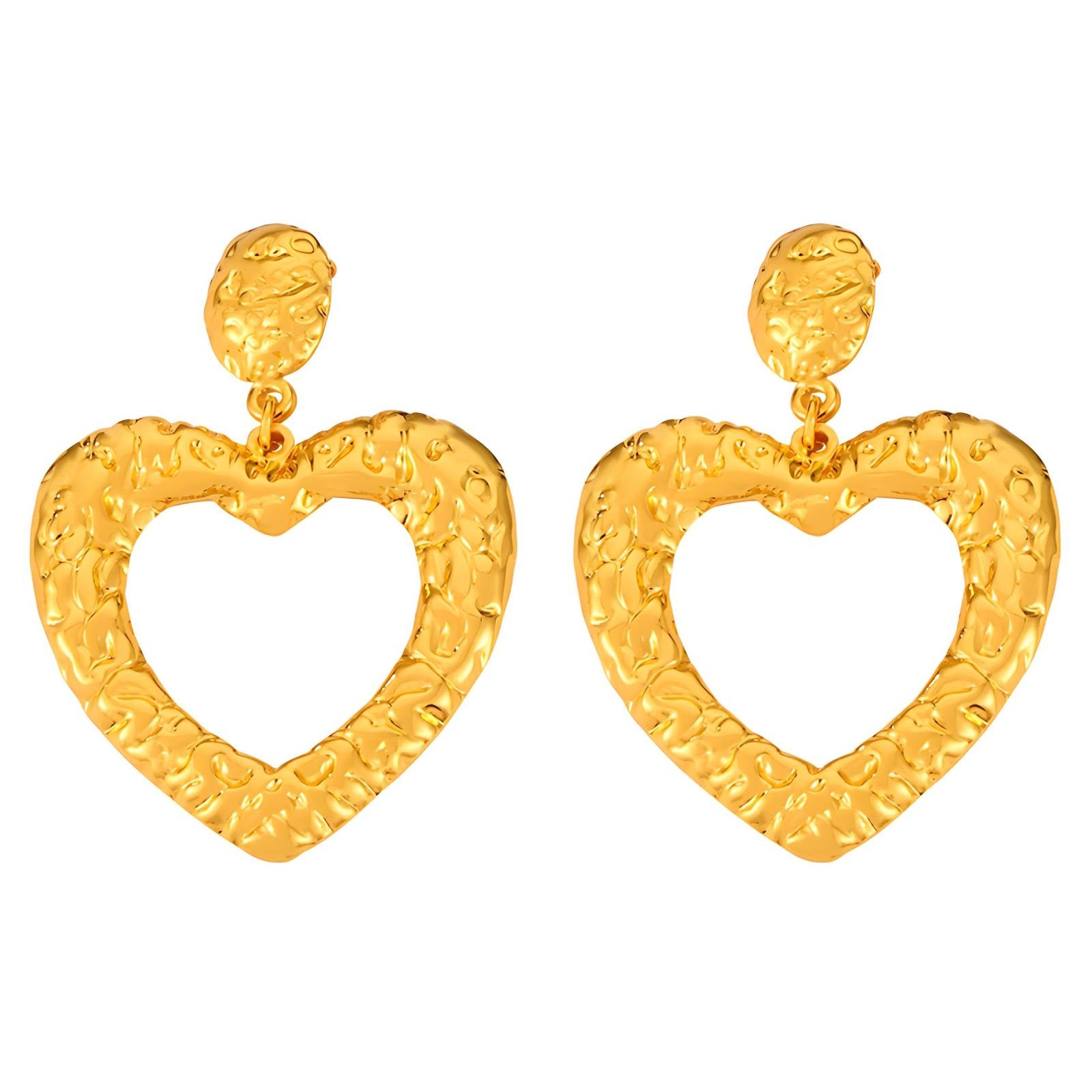 18K gold plated Stainless steel  Hearts earrings, Intensity - The Best Accessory