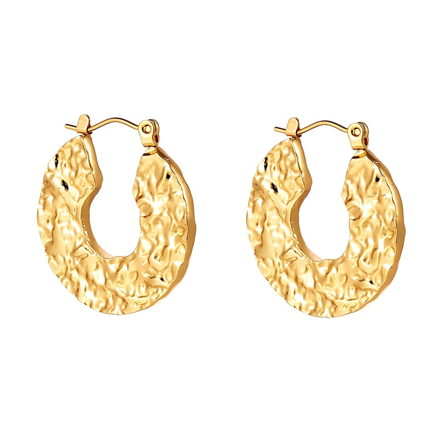 18K Gold Plated Stainless Steel Puffed Hoop Earrings, Intensity - The Best Accessory