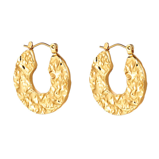 18K Gold Plated Stainless Steel Puffed Hoop Earrings, Intensity - The Best Accessory