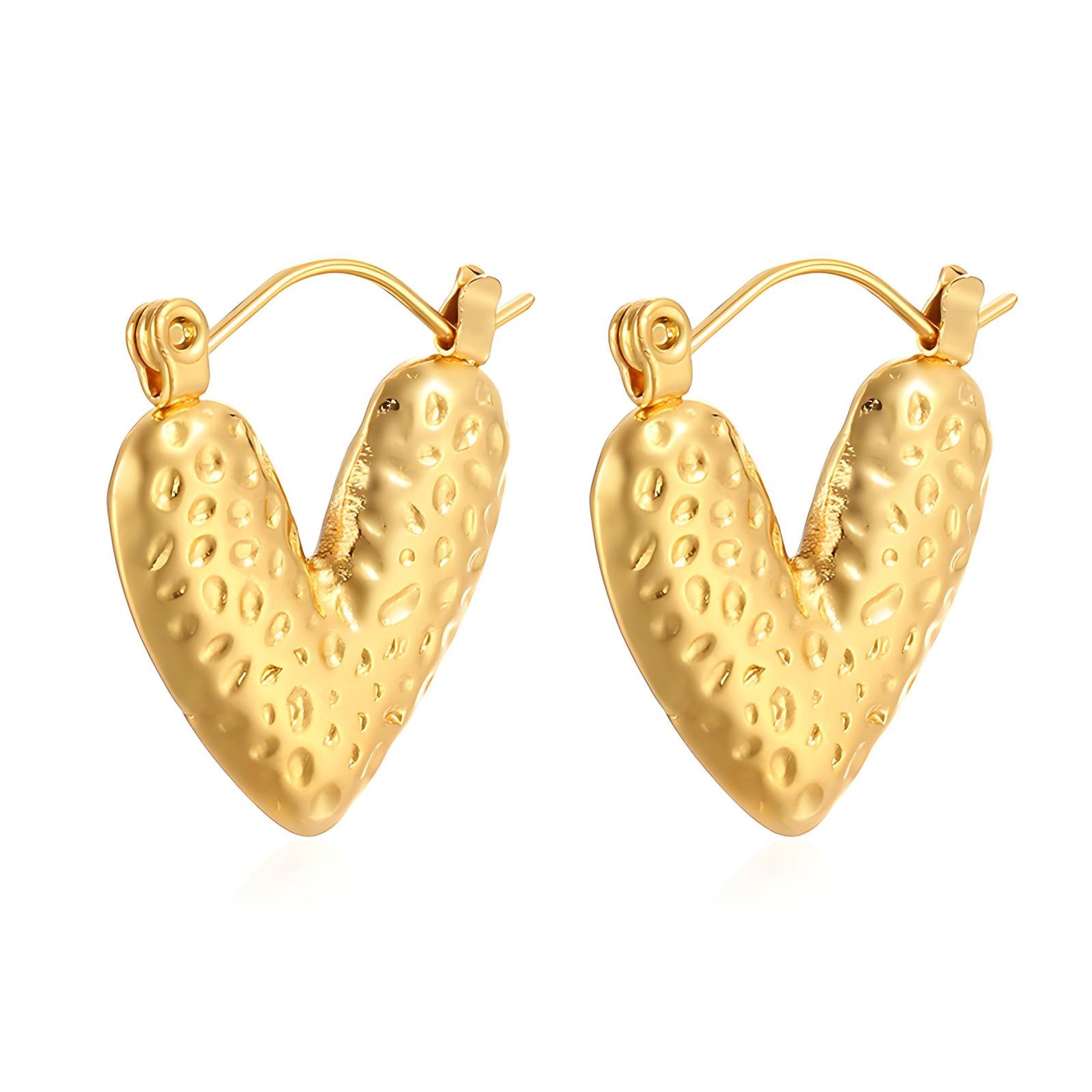 18K gold plated Stainless steel  Heart earrings, Intensity - The Best Accessory