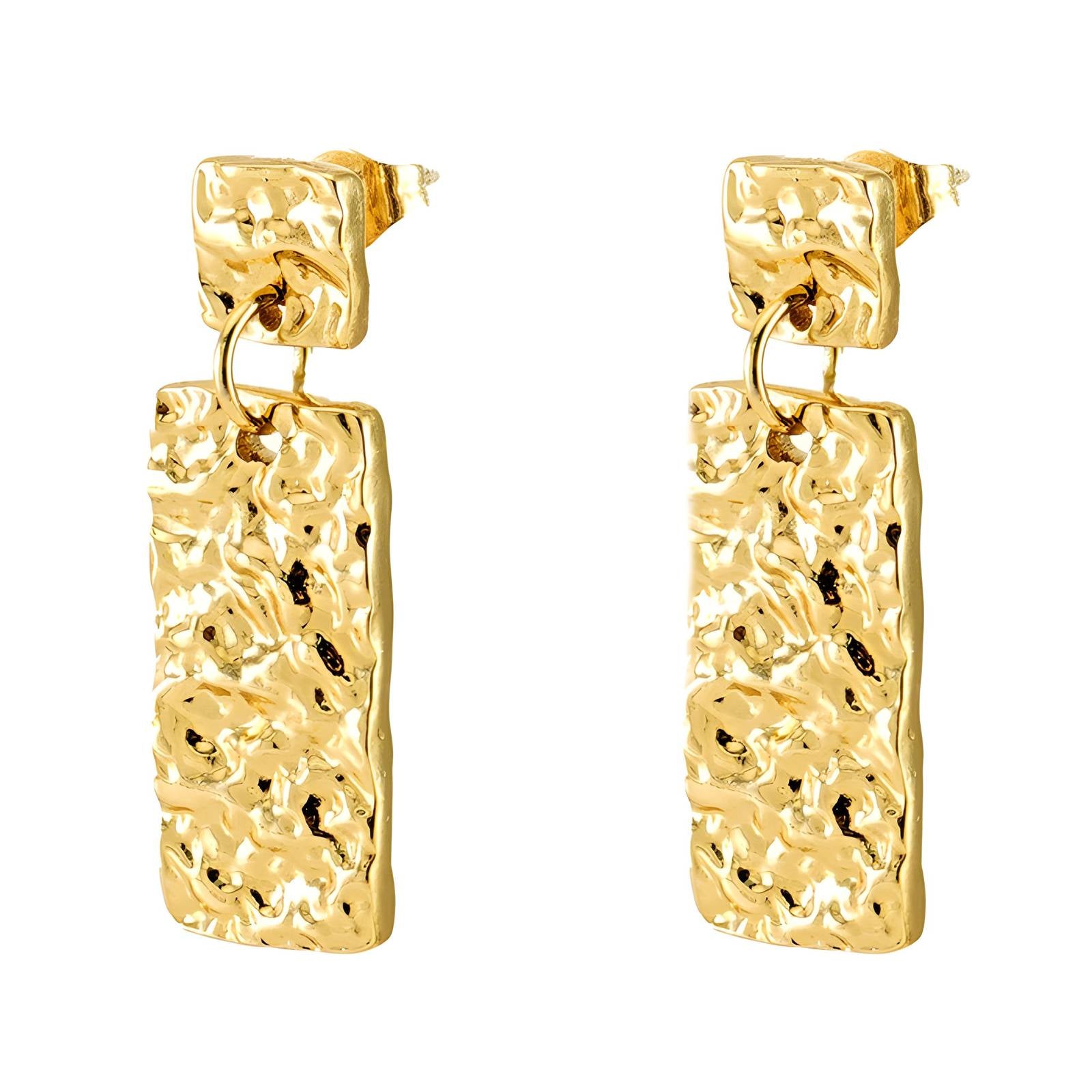 18K Gold Plated Stainless Steel Rectangle Drop Earrings, Intensity - The Best Accessory