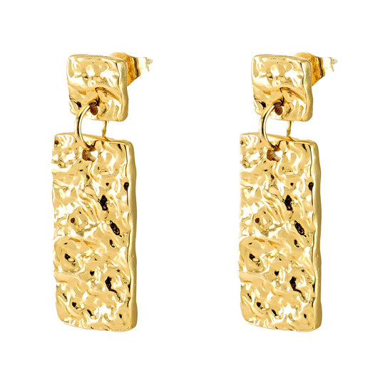 18K Gold Plated Stainless Steel Rectangle Drop Earrings, Intensity - The Best Accessory