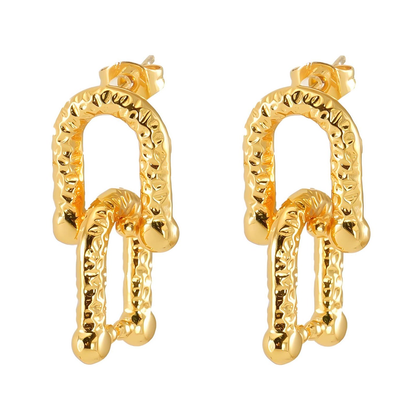 18K Gold Plated Stainless Steel Linked Drop Earrings, Intensity