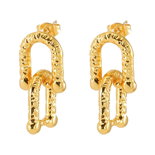 18K Gold Plated Stainless Steel Linked Drop Earrings, Intensity - The Best Accessory