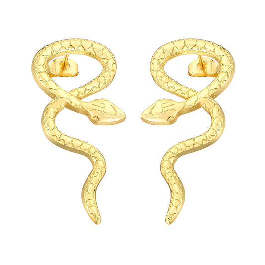 18K gold plated Stainless steel  Snakes earrings, Intensity - The Best Accessory