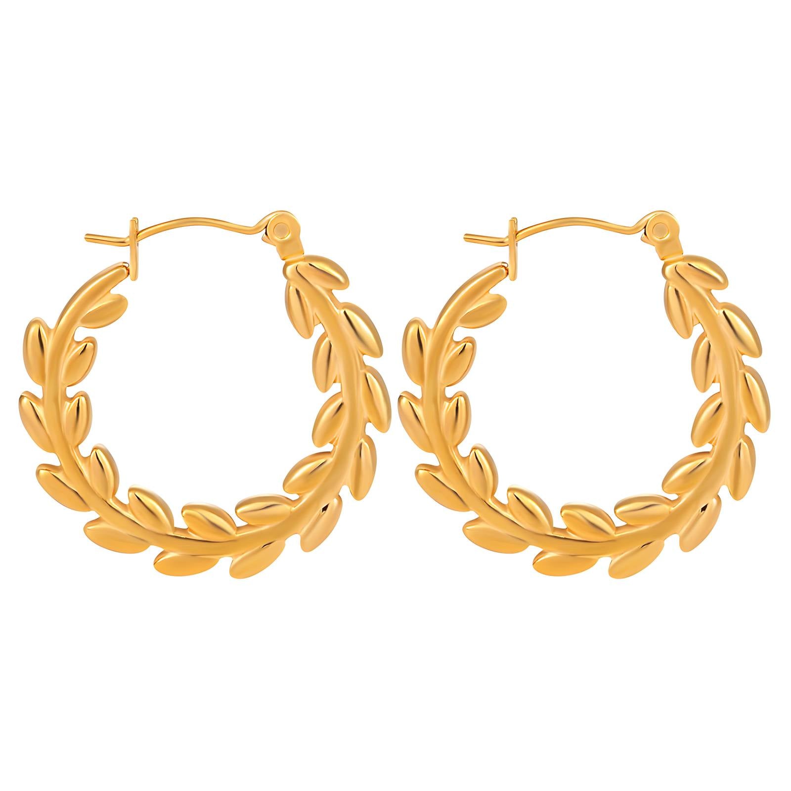 18K gold plated Stainless steel  Leafs earrings, Intensity - The Best Accessory