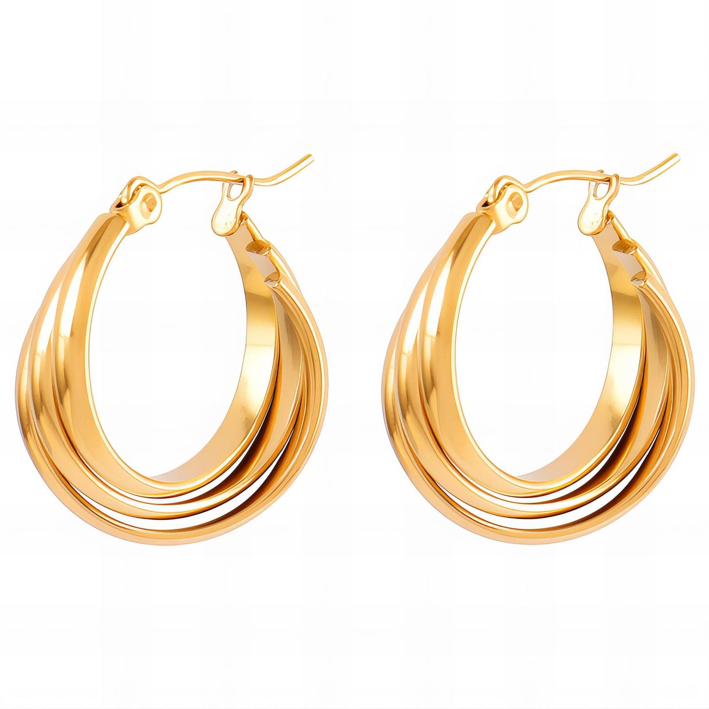 18K Gold Plated Stainless Steel Hoop Earrings, Intensity
