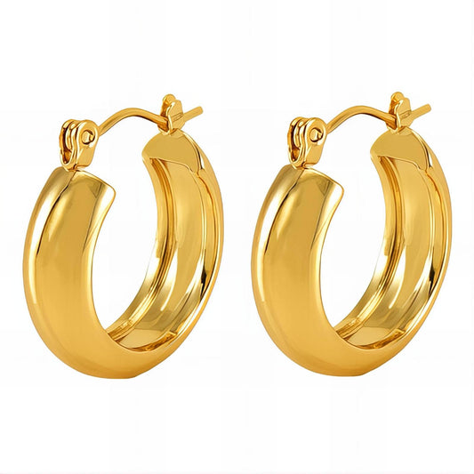 18K Gold Plated Stainless Steel Hoop Earrings, Intensity - The Best Accessory