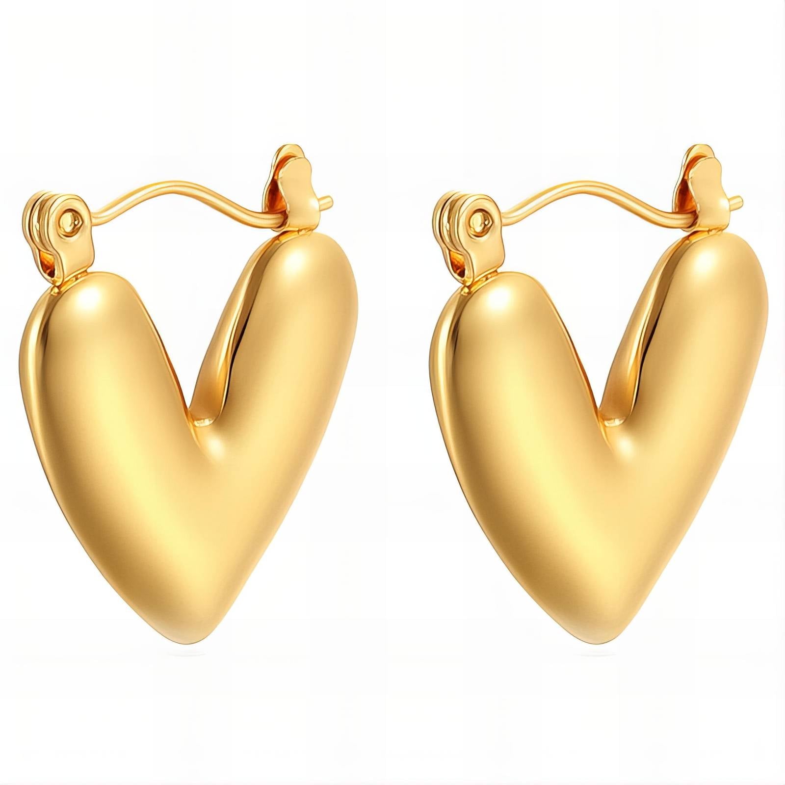 18K gold plated Stainless steel  Hearts earrings, Intensity - The Best Accessory