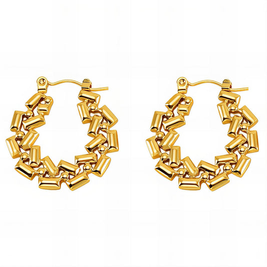 18K Gold Plated Stainless Steel Hoop Earrings, Intensity - The Best Accessory