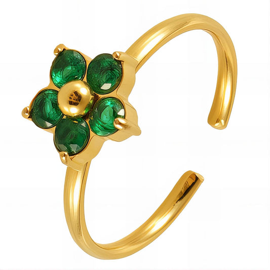 18K gold plated Stainless steel  Flower finger ring, Intensity - The Best Accessory