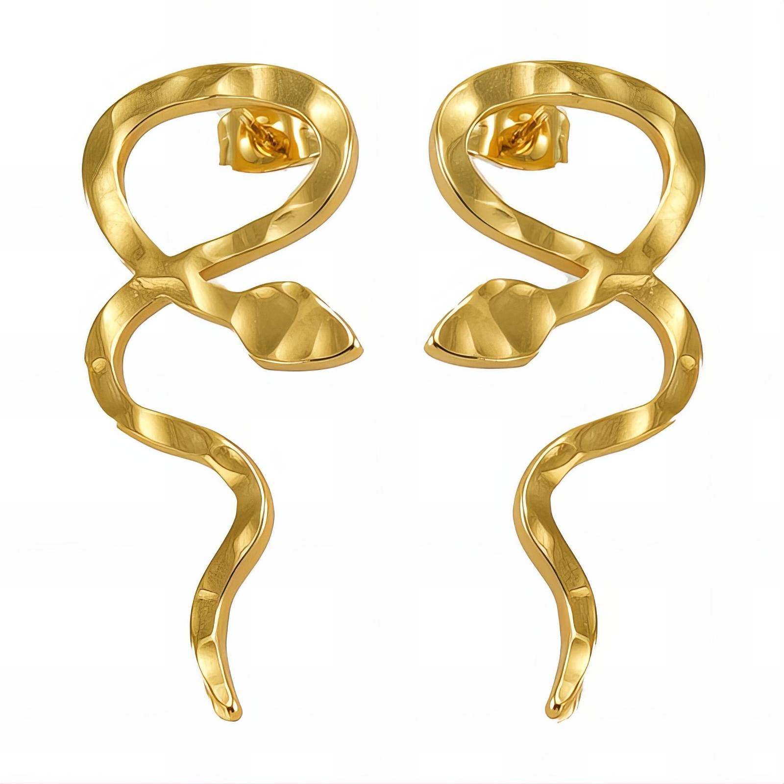 18K gold plated Stainless steel  Snakes earrings, Intensity - The Best Accessory