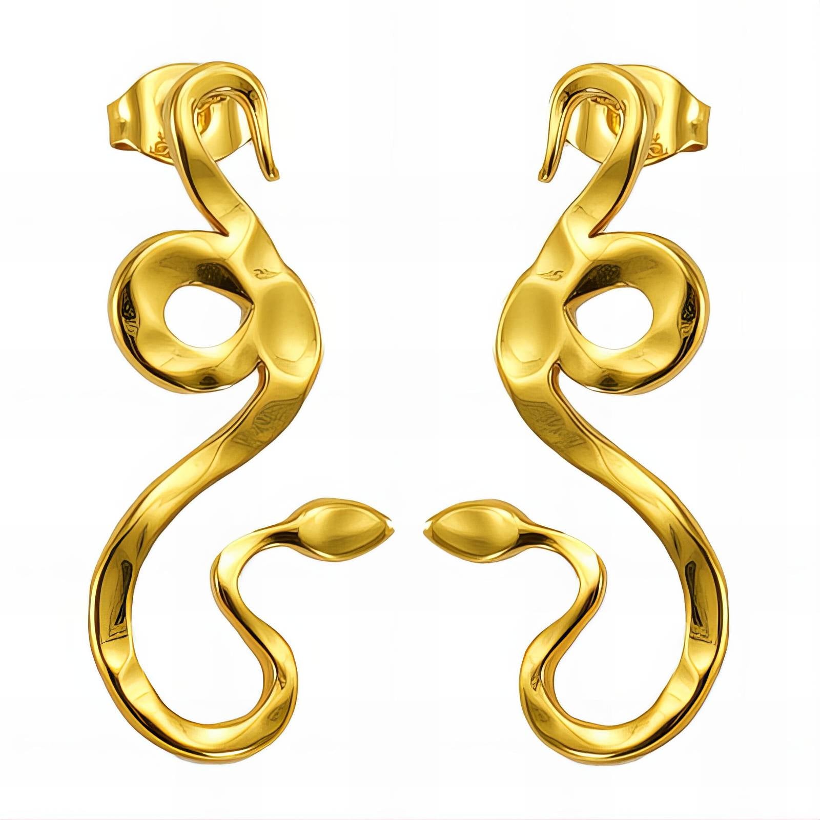 18K gold plated Stainless steel  Snakes earrings, Intensity - The Best Accessory