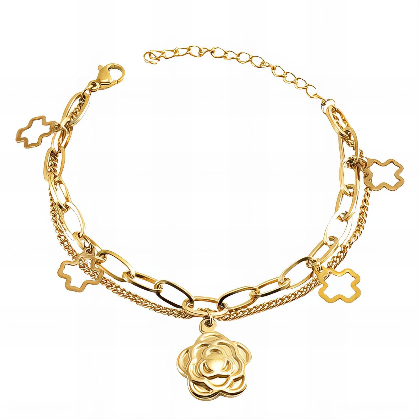 18K gold plated Stainless steel  Flowers bracelet, Intensity - The Best Accessory