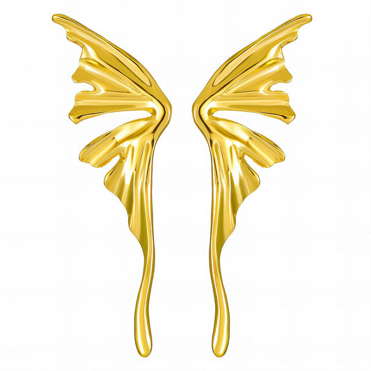 18K Gold Plated Stainless Steel Wing Earrings, Intensity - The Best Accessory