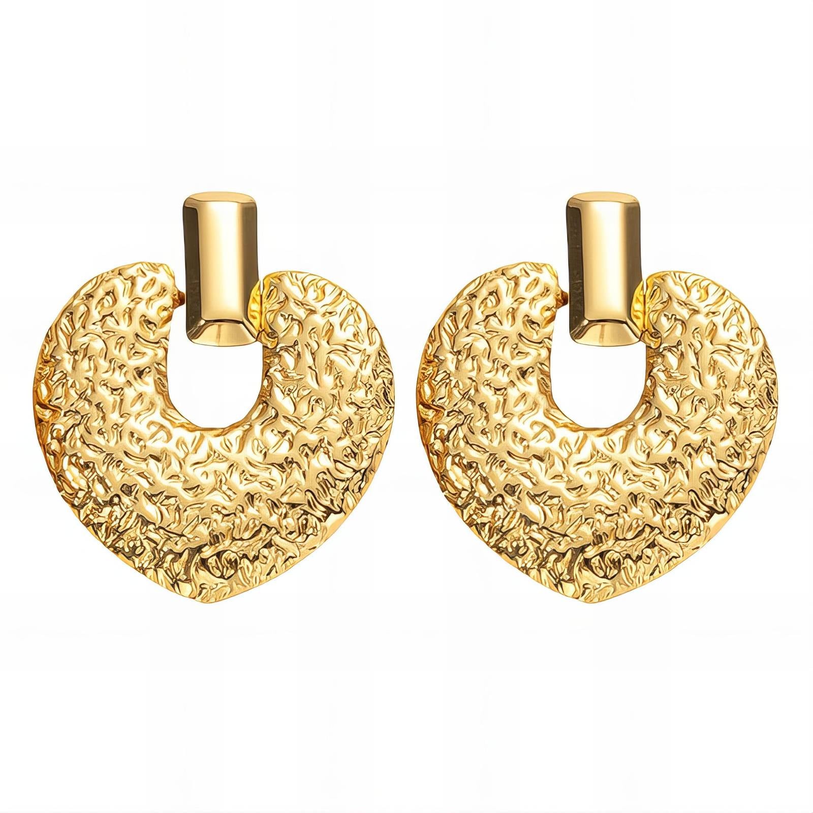 18K gold plated Stainless steel  Hearts earrings, Intensity - The Best Accessory