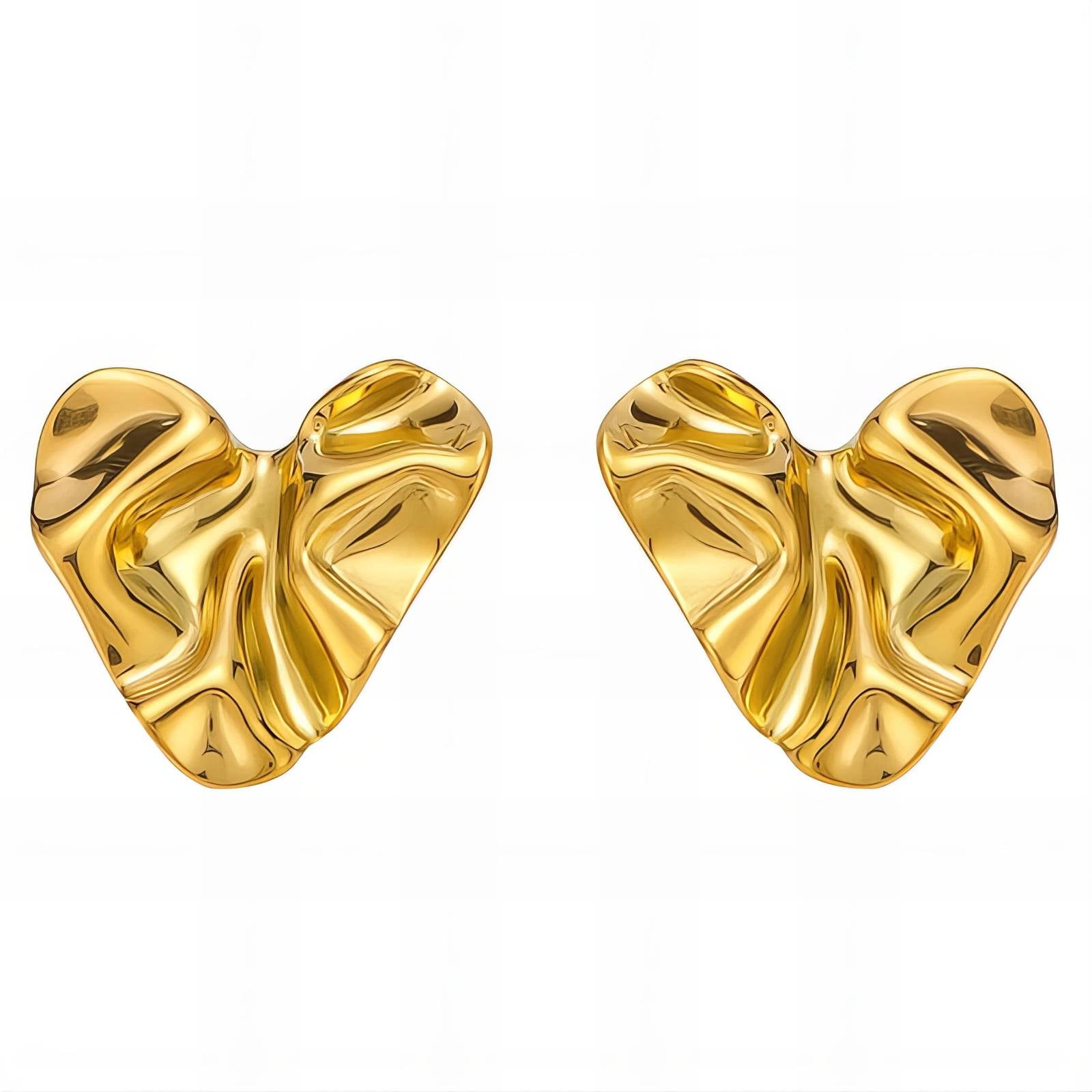 18K gold plated Stainless steel  Hearts earrings, Intensity - The Best Accessory