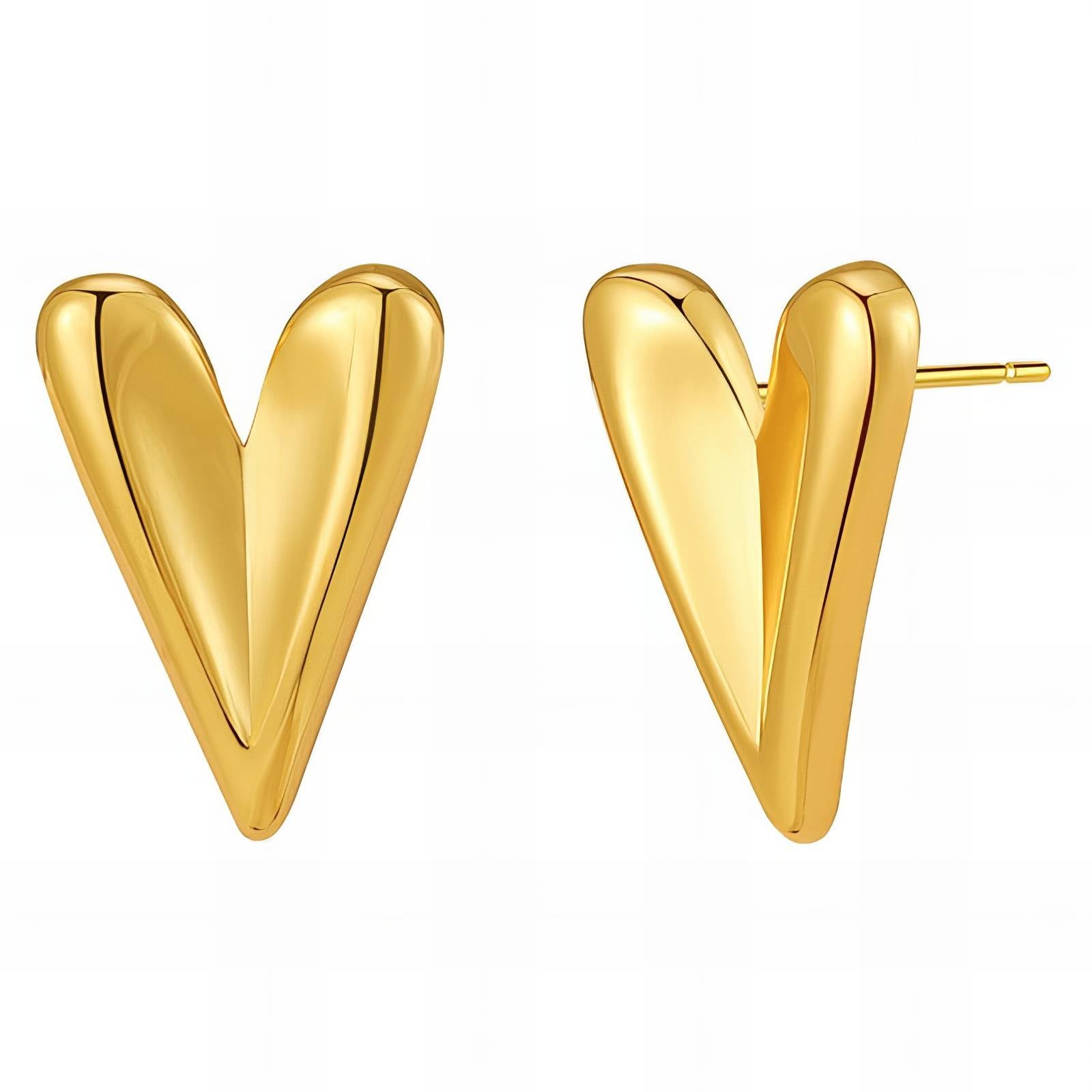 18K gold plated Stainless steel  Hearts earrings, Intensity - The Best Accessory