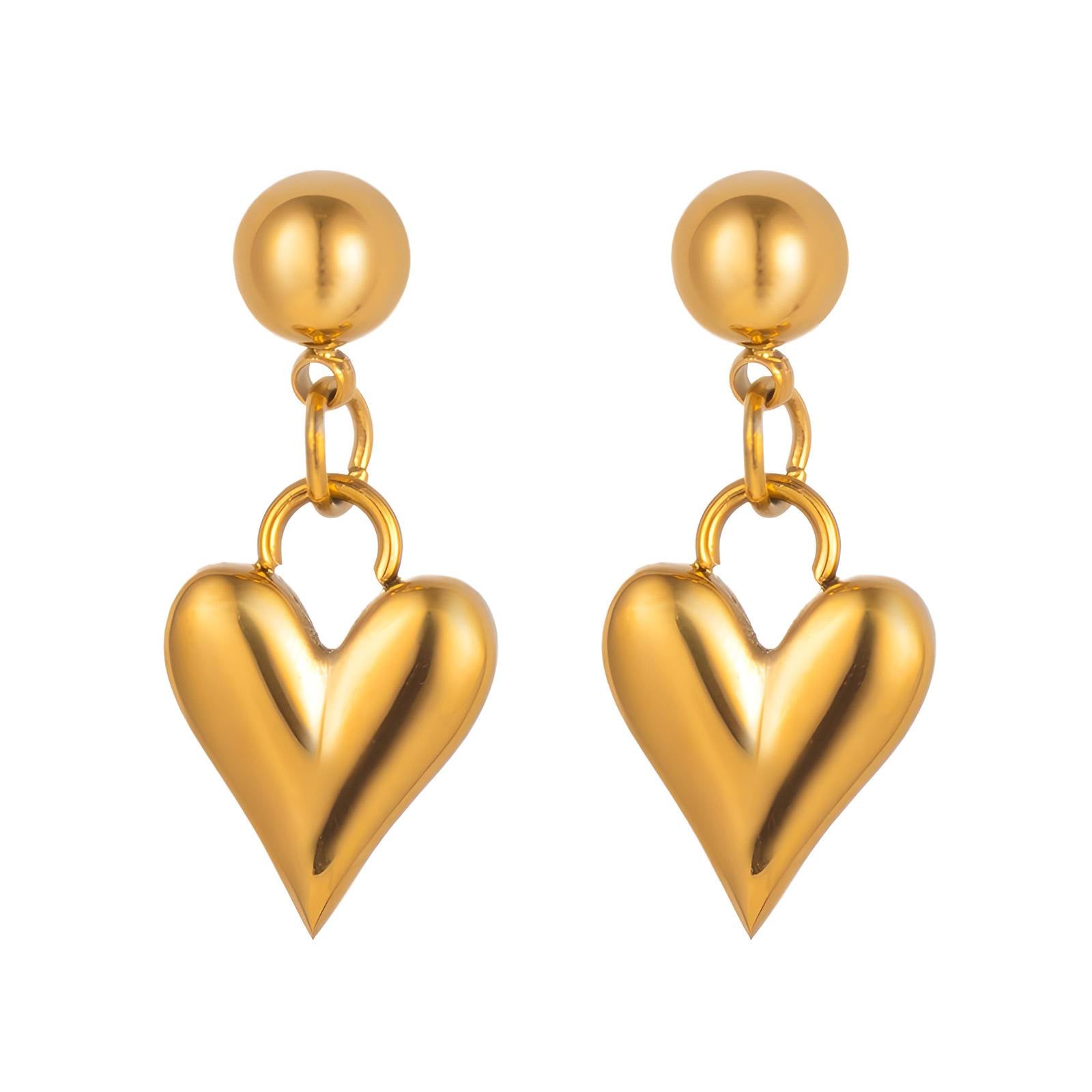 18K gold plated Stainless steel  Hearts earrings, Intensity - The Best Accessory