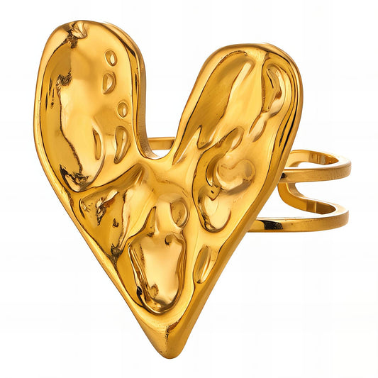 18K gold plated Stainless steel  Heart finger ring, Intensity - The Best Accessory