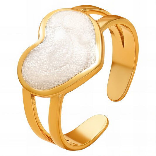 18K gold plated Stainless steel  Heart finger ring, Intensity - The Best Accessory